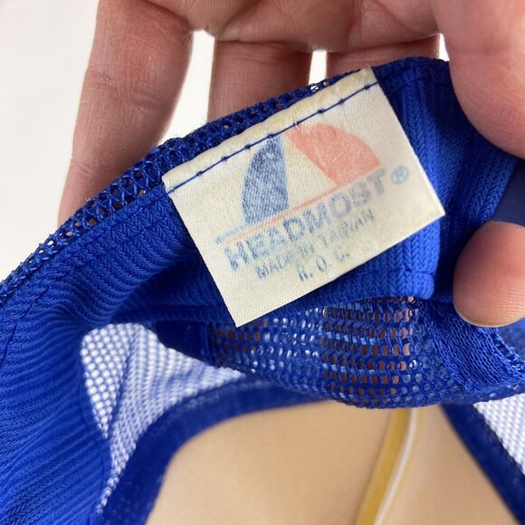 Vintage Foam Mesh Rope Snapback Trucker Hat Blue White Mr. Nice Guy Cap - Picture 8 of 9